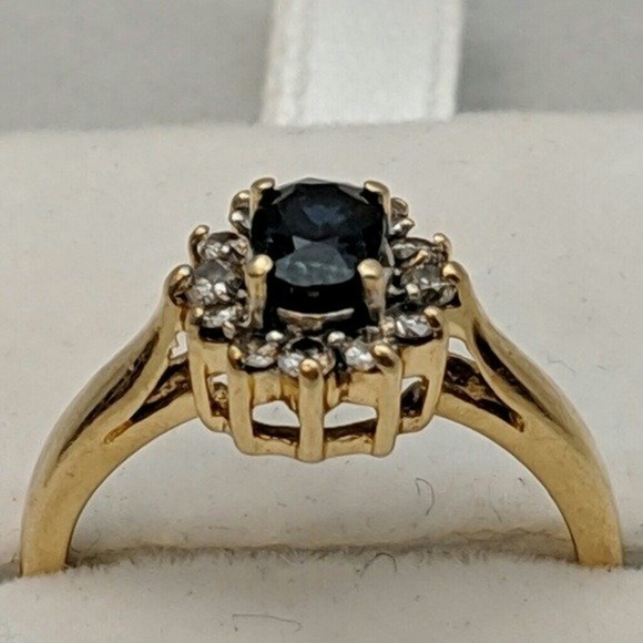 14k Gold Sapphire & Diamond Ring - Picture 1 of 5